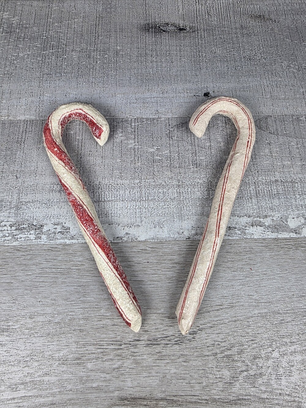 Primitive Rustic Style Candy Cane 7" Decorations Set of 2 Glitter Farmhouse 168e